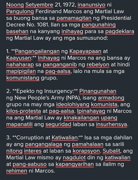 Ang Pagdeklara ng Martial Law .